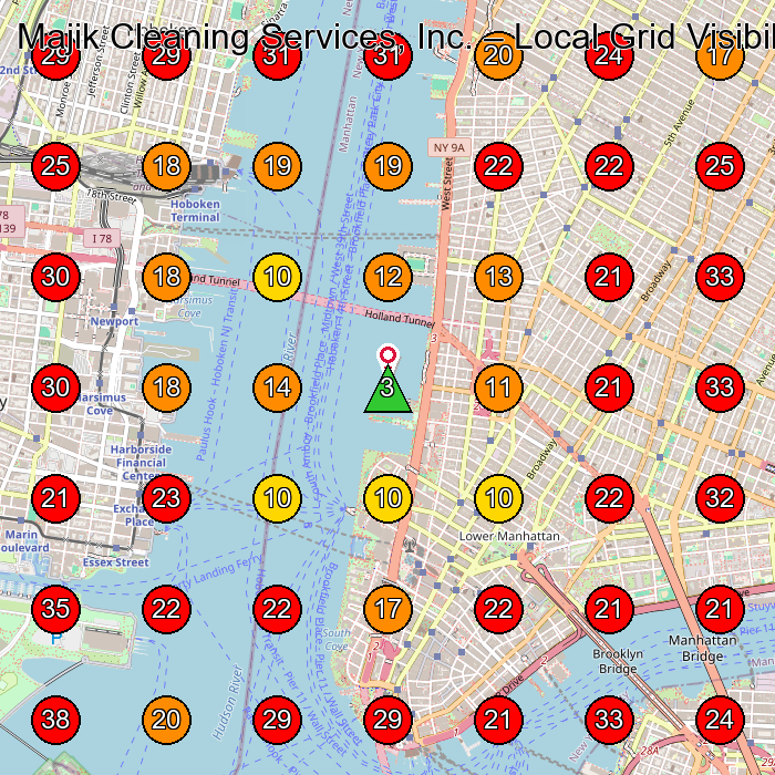 Majik Cleaning Services, Inc. GeoGrid visibility map for Commercial Cleaning Service in None